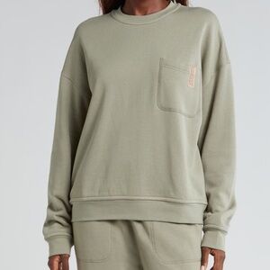 NEW Lunya Silksweats Oversize Cotton Sweatshirt in Faded Olive